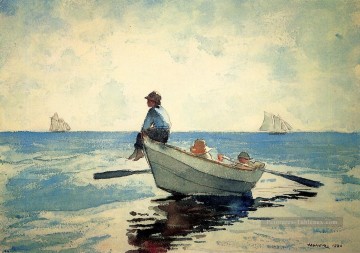 Garçons dans un Dory2 Winslow Homer aquarelle Peinture à l'huile